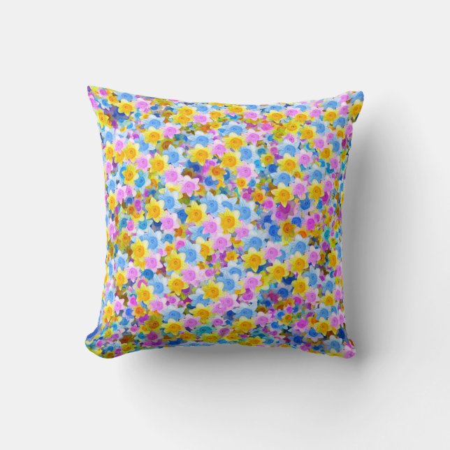 Daffodiques de printemps en fleurs, coussin (Recto)