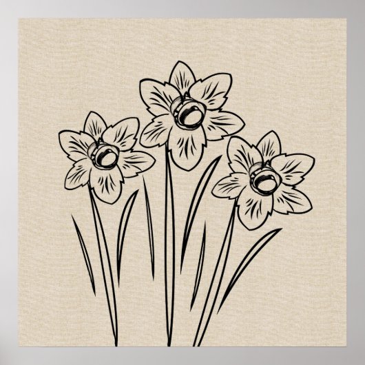 Daffodiques Dessin Toile Poster Fleur (Devant)