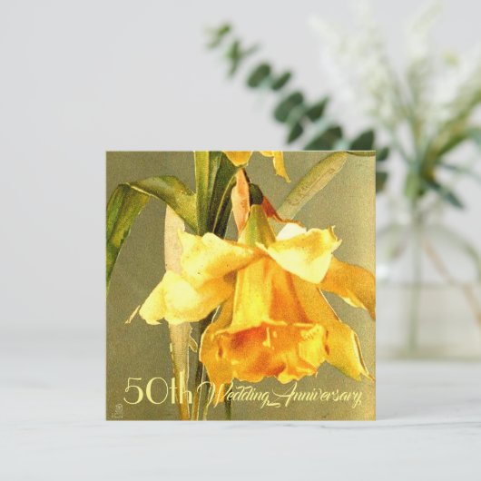 Daffodiques Faire-part de mariage doré (Debout devant)