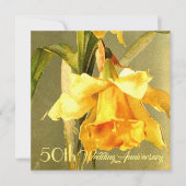 Daffodiques Faire-part de mariage doré (Devant)