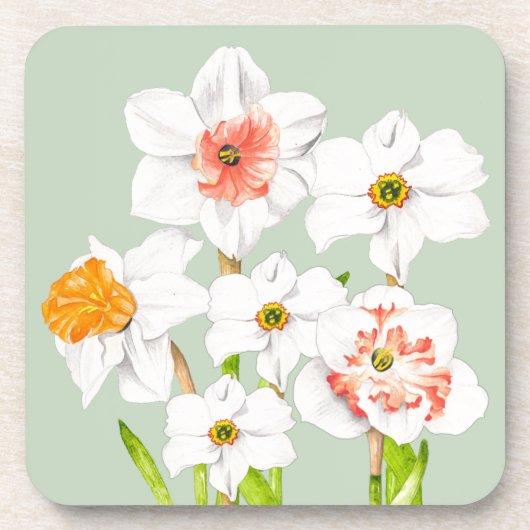 Daffodiques sur un ensemble de Dessous de verre (Devant)