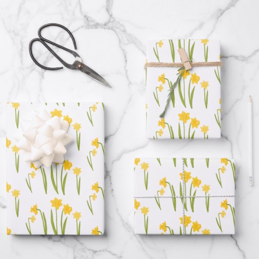 Daffodis Easter Spring Floral Pattern Bulbs Gift Inpakpapier Vel (Voorkant)