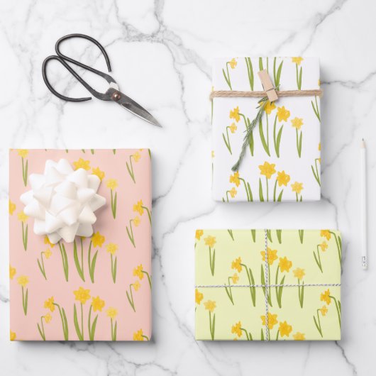 Daffodis Easter Spring Floral Pattern Bulbs Gift Inpakpapier Vel (Voorkant)