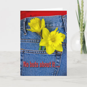 Daffodis in Blue Jeans Birthday Kaart