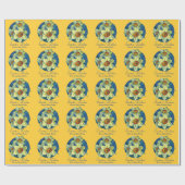 Daffodis lichtblauw-geel Pasen Cadeaupapier (Vlak)