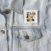DAFFY DUCK™ & BUGS BUNNY™ Glitch Vierkante Button 5,1 Cm (In situ)