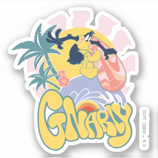 DAFFY DUCK™ Surfing - Gnarly Sticker (Voorkant)
