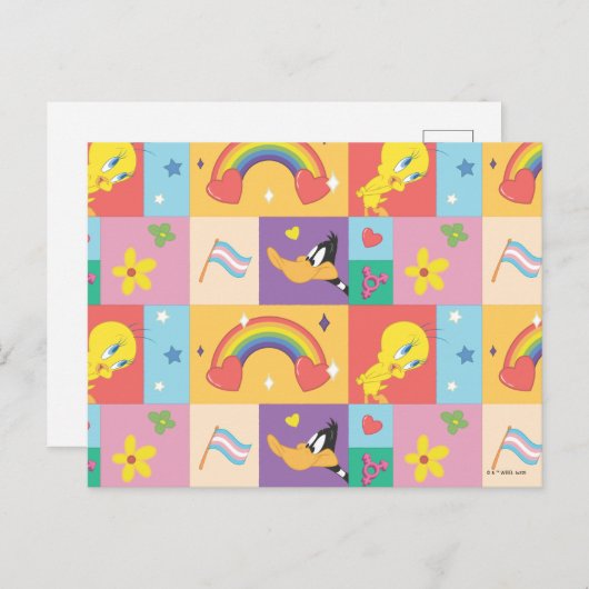 DAFFY DUCK™ & TWEETY™ - Pride Patroon Briefkaart (Voorkant / Achterkant)
