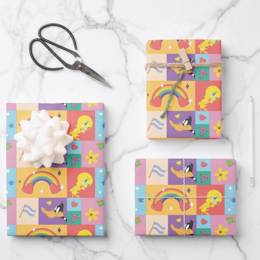 DAFFY DUCK™ & TWEETY™ - Pride Patroon Inpakpapier Vel (Voorkant)