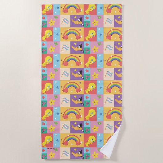 DAFFY DUCK™ & TWEETY™ - Pride Pattern Strandlaken (Voorkant)