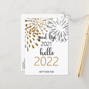 Dag 2021 Hallo 2022 Nieuw jaar vuurwerk Feestdagenkaart