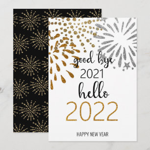 Dag 2021 Hallo 2022 Nieuw jaar vuurwerk Feestdagenkaart