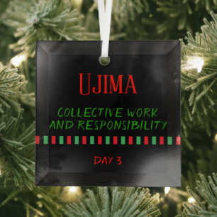 Dag 3 Ujima Principe Kwanzaa Glas Ornament