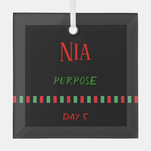 Dag 5 Nia Principle Kwanzaa Glas Ornament (Voorkant)
