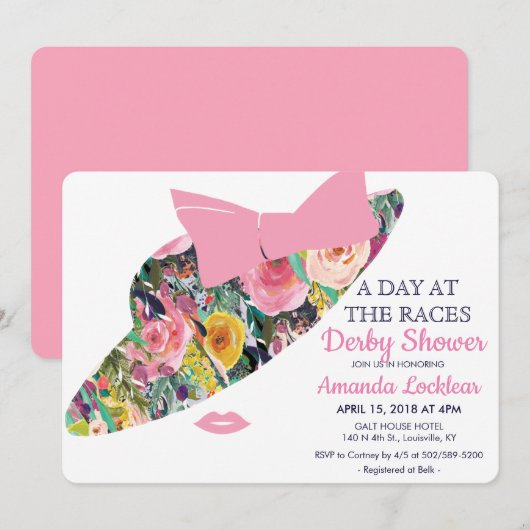 Dag bij de Races Bridal Shower Uitnodiging (Voorkant / Achterkant)