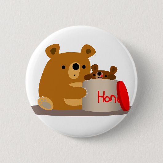 Dag Dag Honing! Lieve Tekenfilmberen Knop Badge Ronde Button 5,7 Cm (Voorkant)