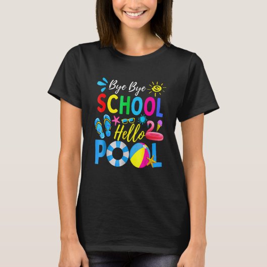 Dag Dag School Hallo Pool Student Teacher Summer T-shirt (Voorkant)