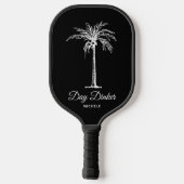 Dag Dinker Custom Zwart Wit Palm Tree Grappig Pickleball Paddle (Achterkant)