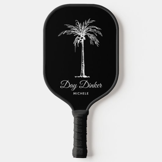 Dag Dinker Custom Zwart Wit Palm Tree Grappig Pickleball Paddle (Achterkant)