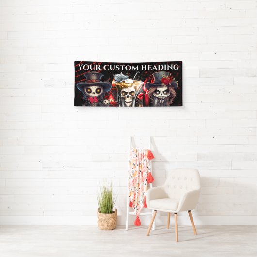 Dag dode skelet cocktail Halloween spooky DIY Spandoek (Insitu)