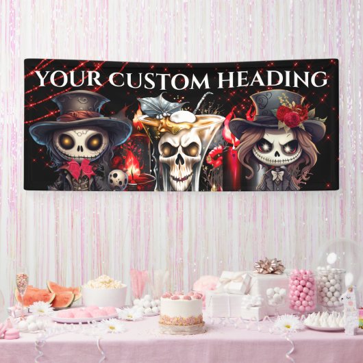 Dag dode skelet cocktail Halloween spooky DIY Spandoek (Feest)