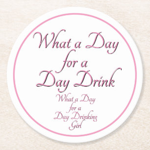 Dag Drink - Voor haar! door Jeff Willis Art Flask Ronde Kartonnen Onderzetter