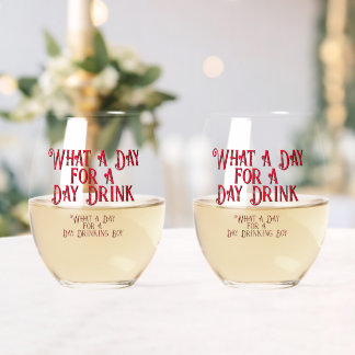 Dag Drink - Voor hem! door Jeff Willis Art Wijnglas Zonder Voet