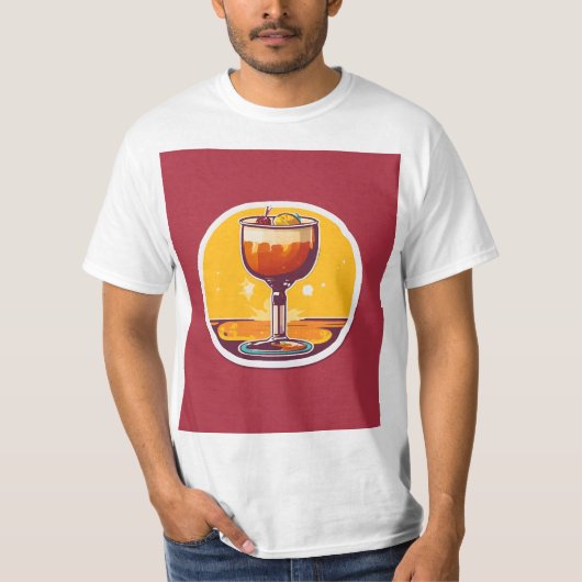 Dag Drinker 70s Retro Sticker T-shirt (Voorkant)