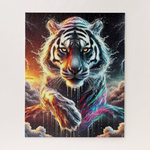 Dag en nacht Neon White Tiger Legpuzzel