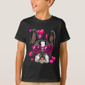 Dag Franse Bulldog Hart Koppels Liefde Dag Hond T-shirt (Voorkant)