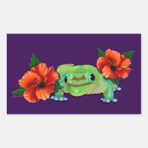 Dag gekko met hibiscus
