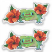 Dag gekko met hibiscus sticker (Voorkant)