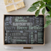 Dag gevierd! Cool Pastels NAME and AGE Tissuepapier (Geschenk)