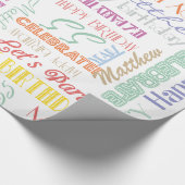 Dag gevierd! Lettertypenaam en -leeftijd Cadeaupapier (Hoek)