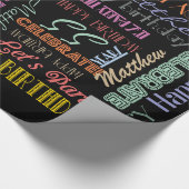 Dag gevierd! Lettertypenaam en -leeftijd Cadeaupapier (Hoek)