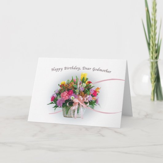 Dag, Godmoeder, bloemen in een mand Kaart (Voorkant)