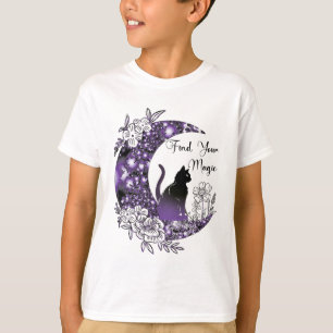 Dag Grafische Mystieke Hemelse Zwarte Kat Maan T-shirt