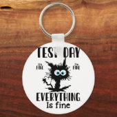 Dag Grappig Stressed Cat Zwart Leraar Student Test Sleutelhanger (Voorkant)