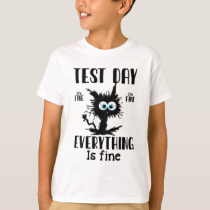 Dag Grappig Stressed Cat Zwart Leraar Student Test T-shirt