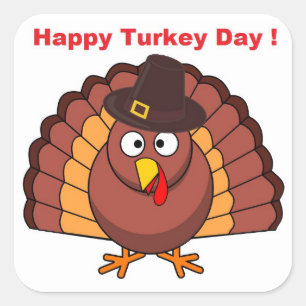 DAG HAPPY TURKEY VIERKANTE STICKER