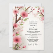 Dag Hout Bamboe Roze Sakura Kersenbloesem Bruiloft Kaart (Voorkant)