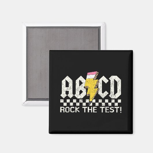 Dag Leraar Testen Retro ABCD Rock Test Dag School Magneet (Voorkant / Achterkant)