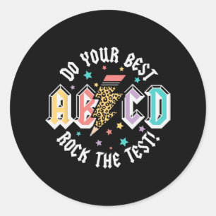 Dag Leraren Jongens Meisjes ABCD Rock De Test Test Ronde Sticker