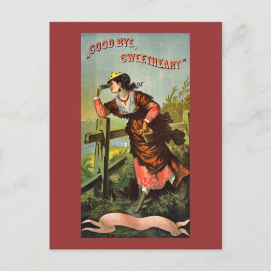 Dag, liefje vintage ongeveer 1860 briefkaart (Voorkant)
