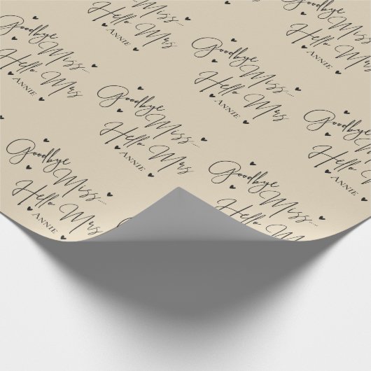 Dag Miss Hallo Mrs Vrijgezellenfeest Cadeaupapier (Hoek)