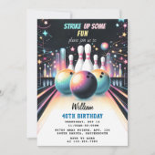 Dag Neon Boy Kinder Team Event Bowling 21e verjaar Kaart (Voorkant)