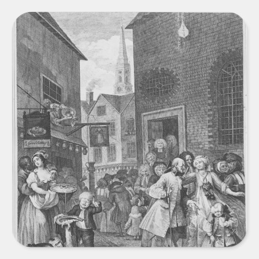 Dag, Noon, 1738 Vierkante Sticker (Voorkant)