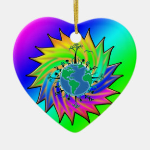 Dag op Aarde ~ Zonnebarst Keramisch Ornament