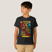 Dag Rock De Test Grappige Leraar Student Testing E T-shirt (Voorkant volledig)