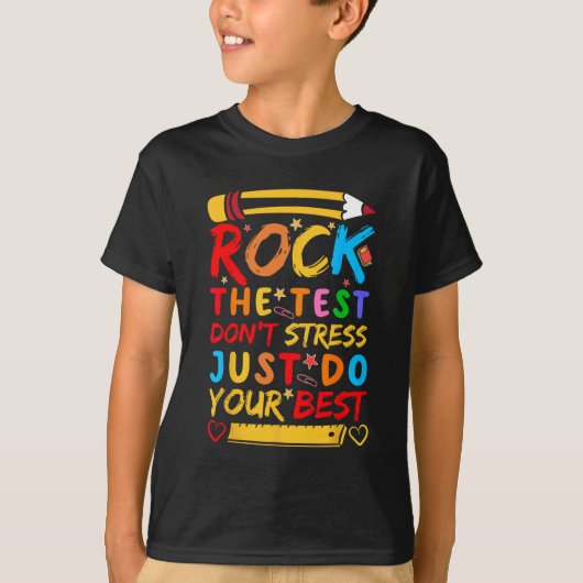 Dag Rock De Test Grappige Leraar Student Testing E T-shirt (Voorkant)